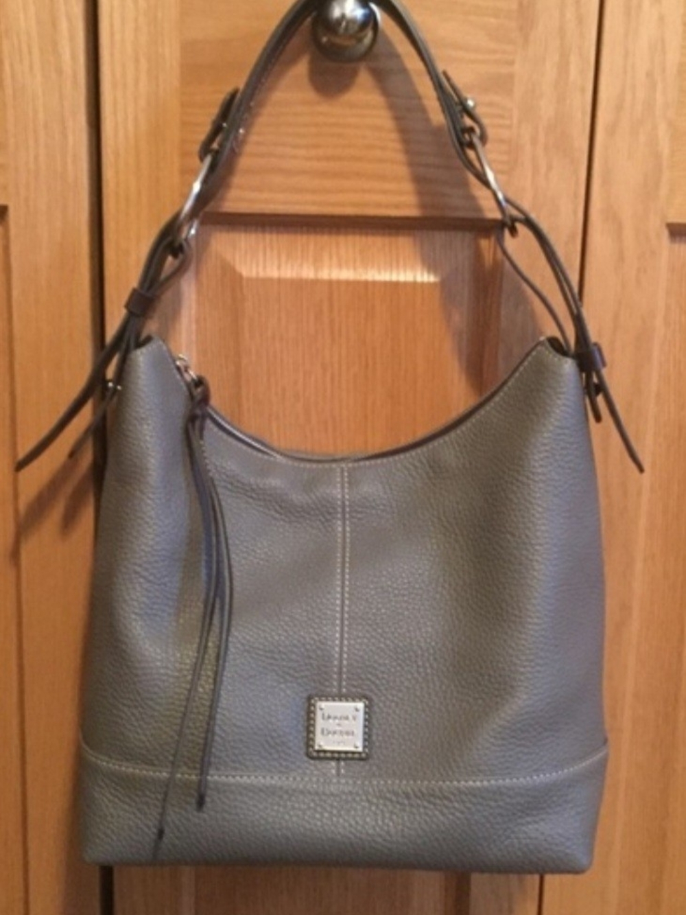 Dooney & Bourke Grey Pebbled Leather Shoulder Hobo